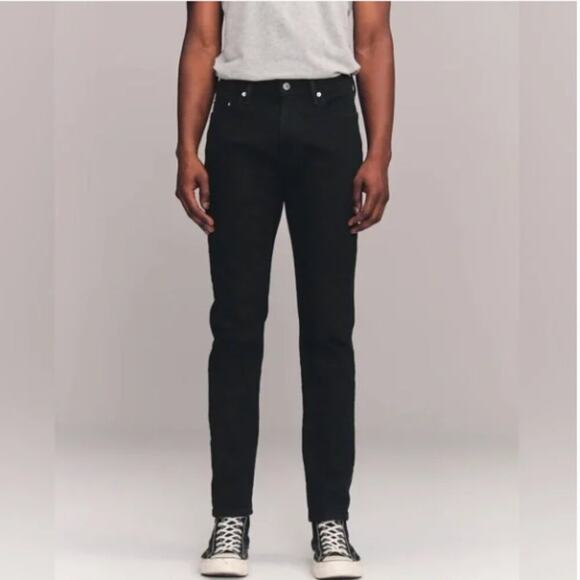 NWT Abercrombie & Fitch Men's Black Felix Super Slim Stretch Denim Jeans 30x34 - Picture 1 of 10